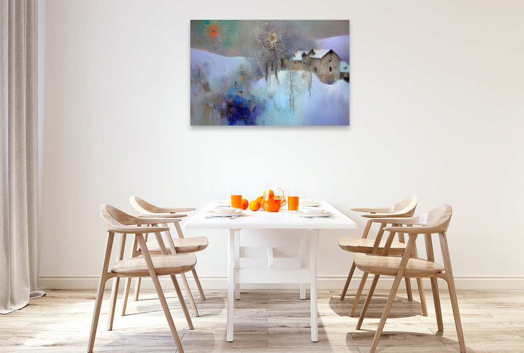 Premium Textil-Leinwand Winter am Gutshof