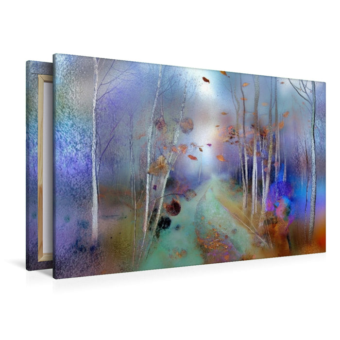 Premium Textil-Leinwand Weg im Herbstwald