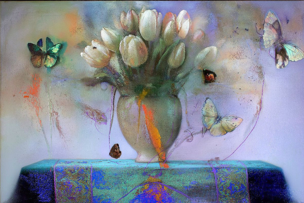 Premium Textil-Leinwand Tulpenstrauß