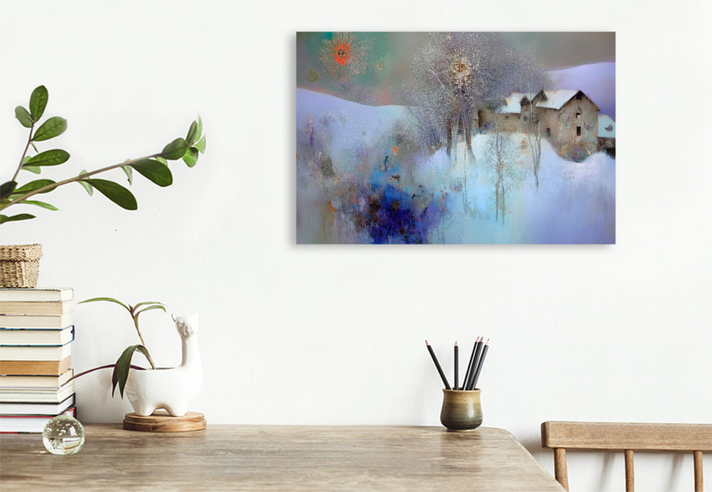 Premium Textil-Leinwand Winter am Gutshof