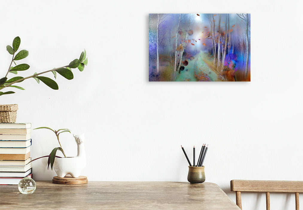 Premium Textil-Leinwand Weg im Herbstwald