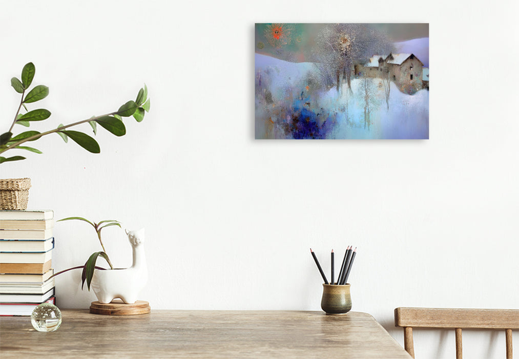 Premium Textil-Leinwand Winter am Gutshof