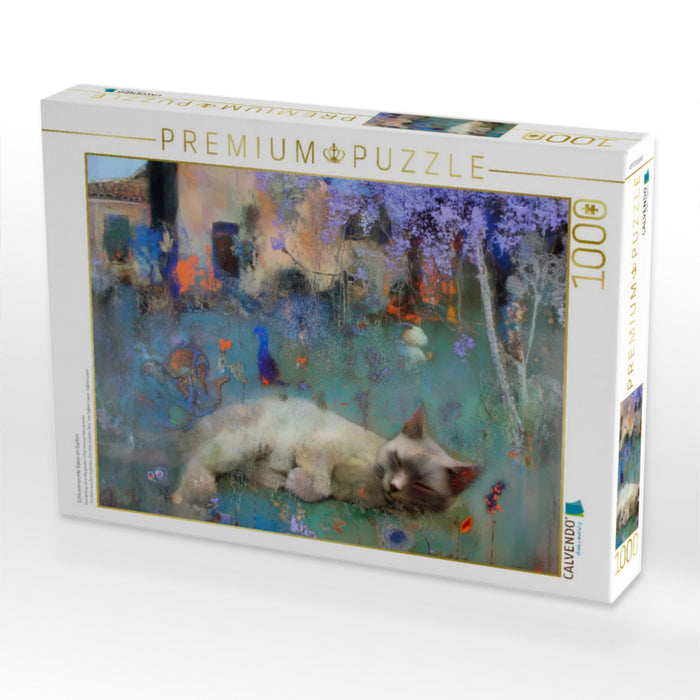 Schlummernde Katze im Garten - CALVENDO Foto-Puzzle'