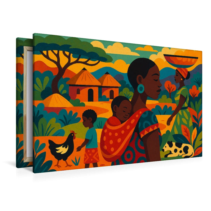 Premium Textil-Leinwand Ein Morgen in Mama Afrikas Armen