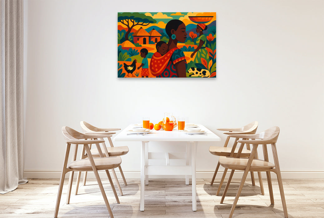 Premium Textil-Leinwand Ein Morgen in Mama Afrikas Armen