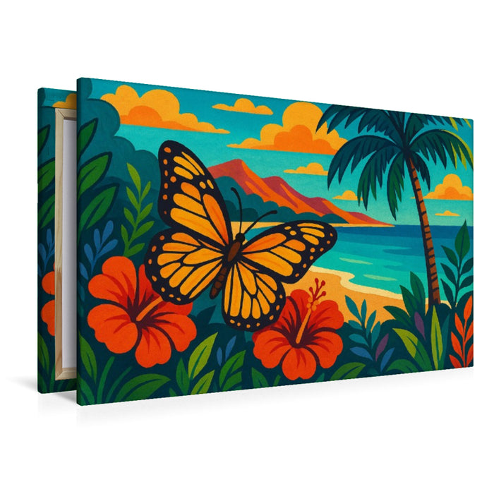 Premium Textil-Leinwand Wo der Schmetterling den Sommer küsst