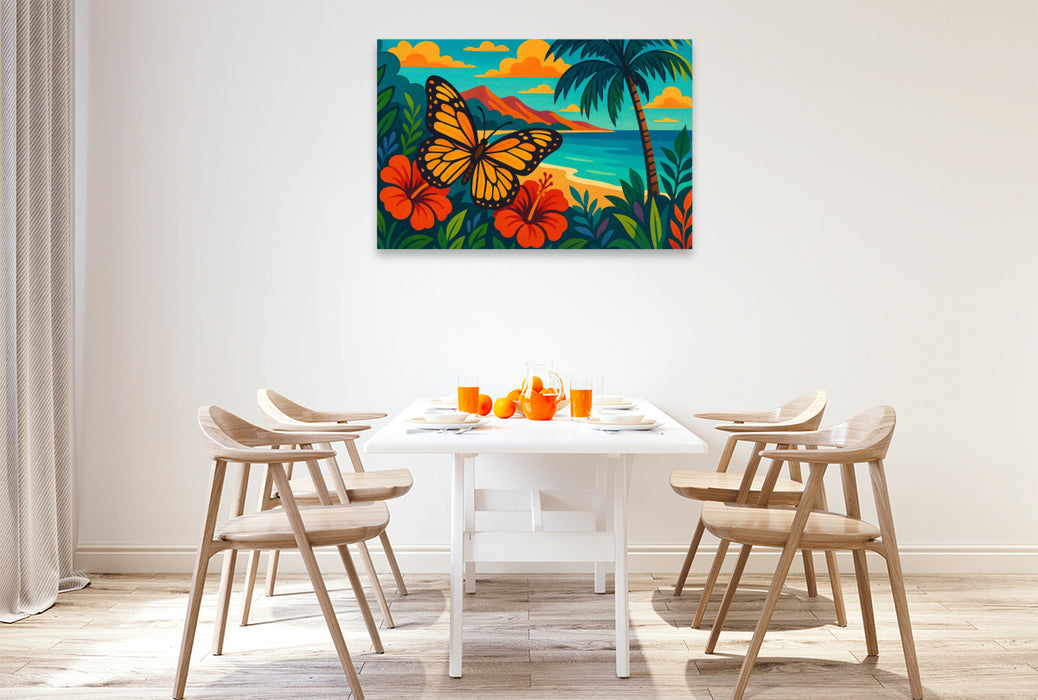 Premium Textil-Leinwand Wo der Schmetterling den Sommer küsst