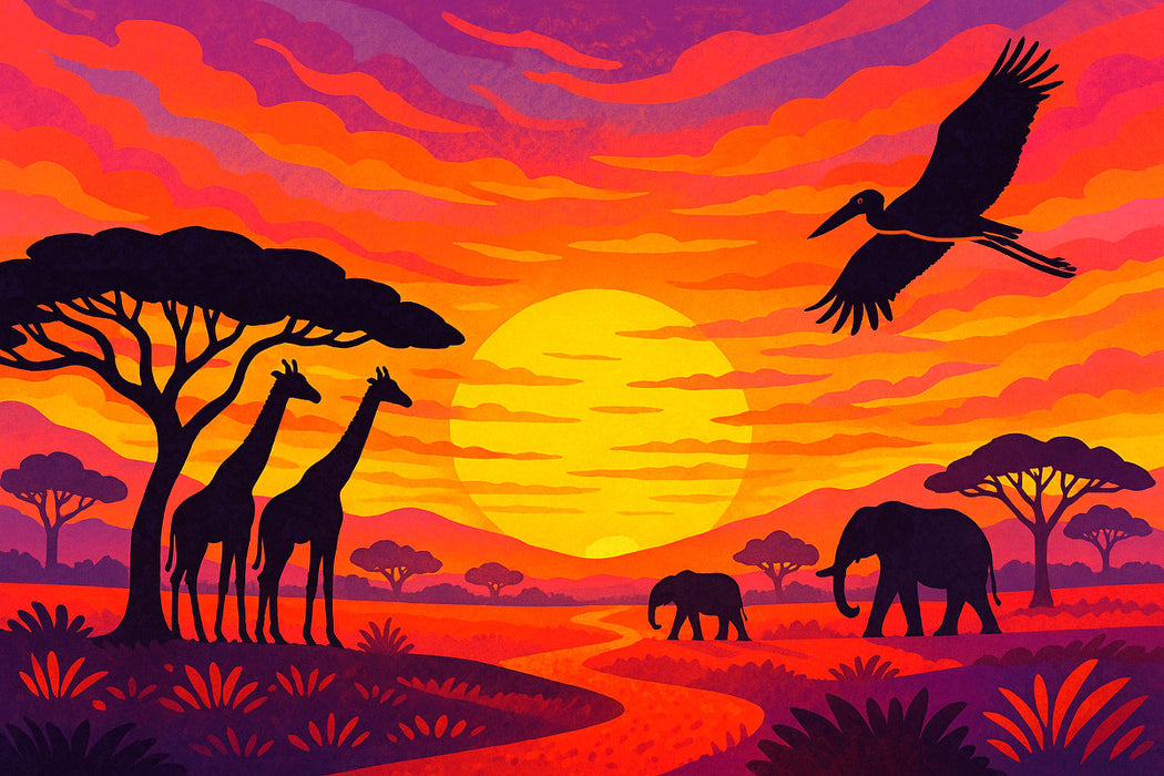 Premium Textil-Leinwand Wenn die Savanne schweigt, erzählt das Licht vom Leben