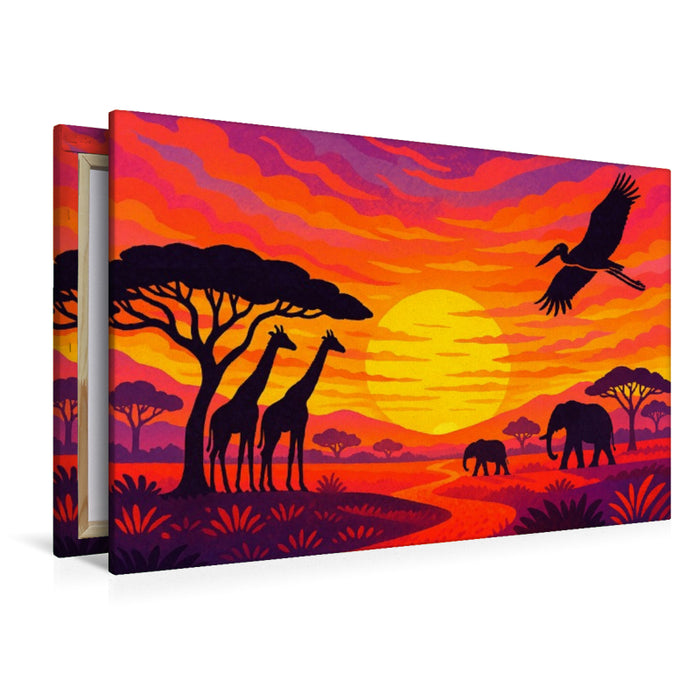 Premium Textil-Leinwand Wenn die Savanne schweigt, erzählt das Licht vom Leben