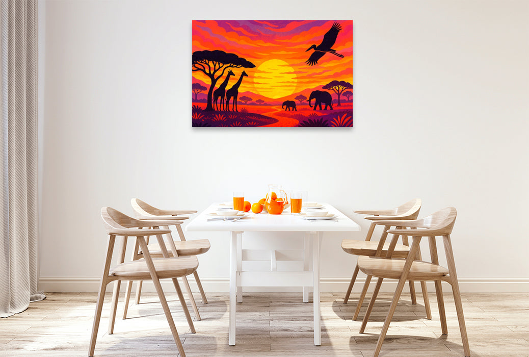 Premium Textil-Leinwand Wenn die Savanne schweigt, erzählt das Licht vom Leben