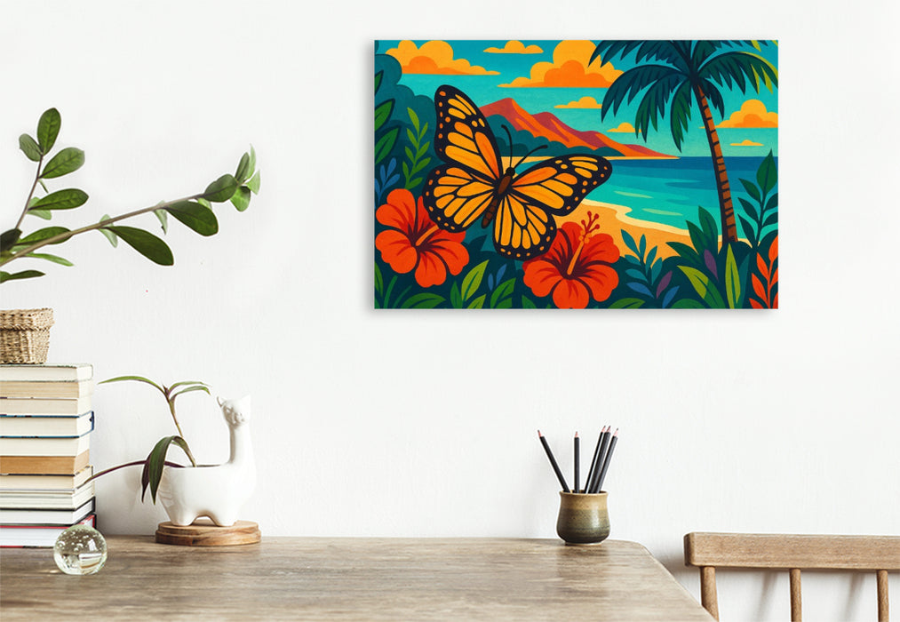 Premium Textil-Leinwand Wo der Schmetterling den Sommer küsst