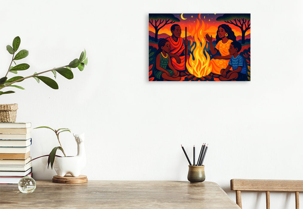 Premium Textil-Leinwand Erzähl mir von Afrika – unter Sternen, zwischen Herzen