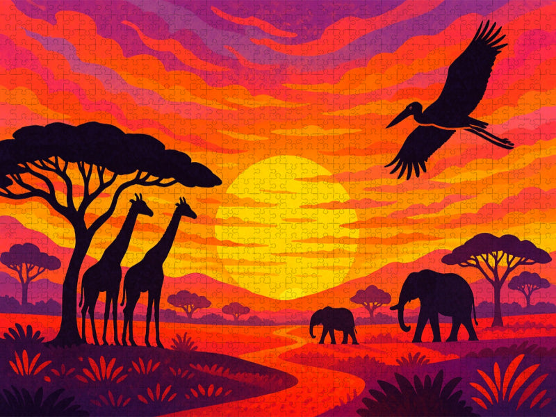 Wenn die Savanne schweigt, erzählt das Licht vom Leben - CALVENDO Foto-Puzzle'