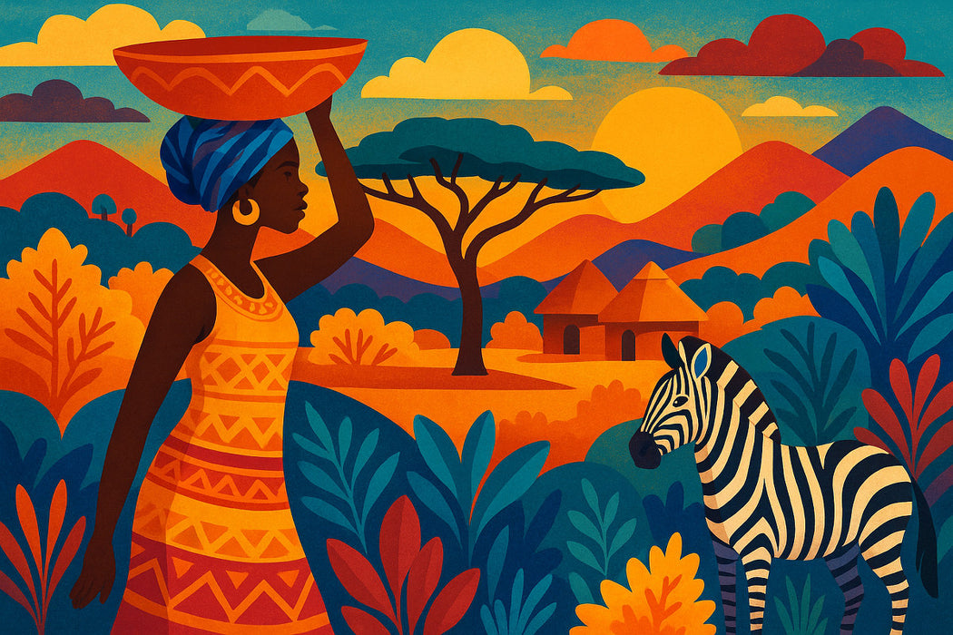 Premium Textil-Leinwand Wo Zebras staunen und Berge singen