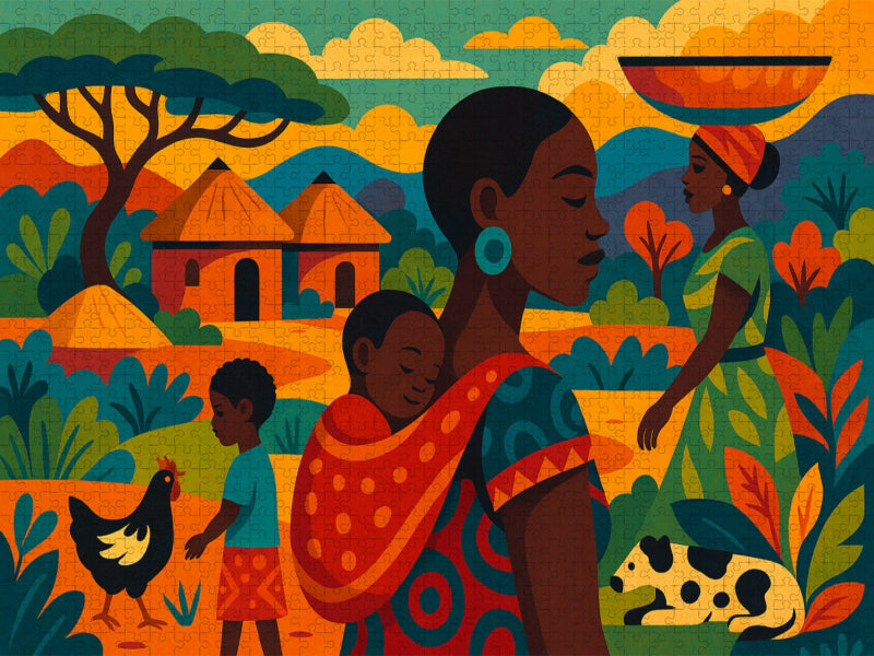 Ein Morgen in Mama Afrikas Armen - CALVENDO Foto-Puzzle'