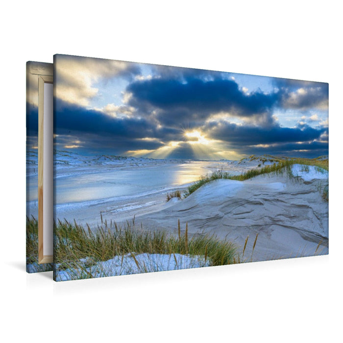 Premium Textil-Leinwand Dünenlandschaft in der winterlichen Nachmittagsonne
