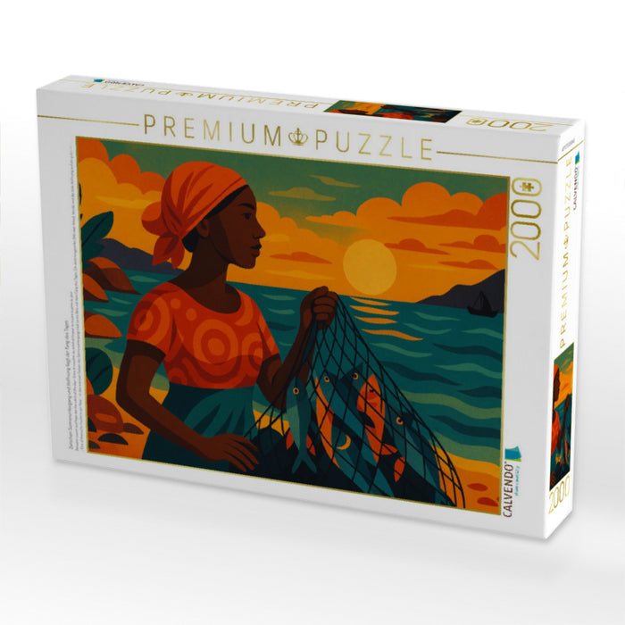 Zwischen Sonnenuntergang und Hoffnung liegt der Fang des Tages - CALVENDO Foto-Puzzle'