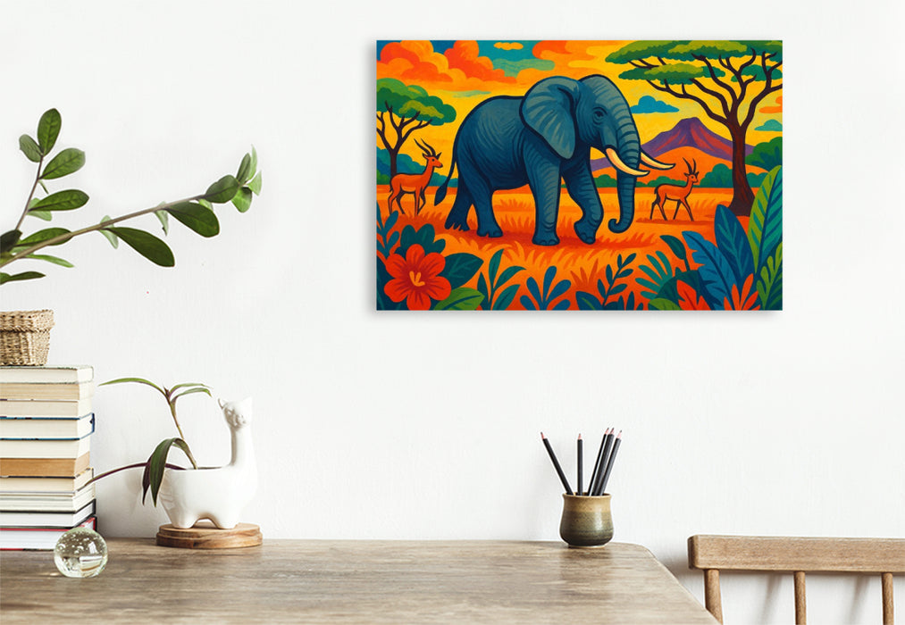 Premium Textil-Leinwand Im Schatten des Kilimandscharo