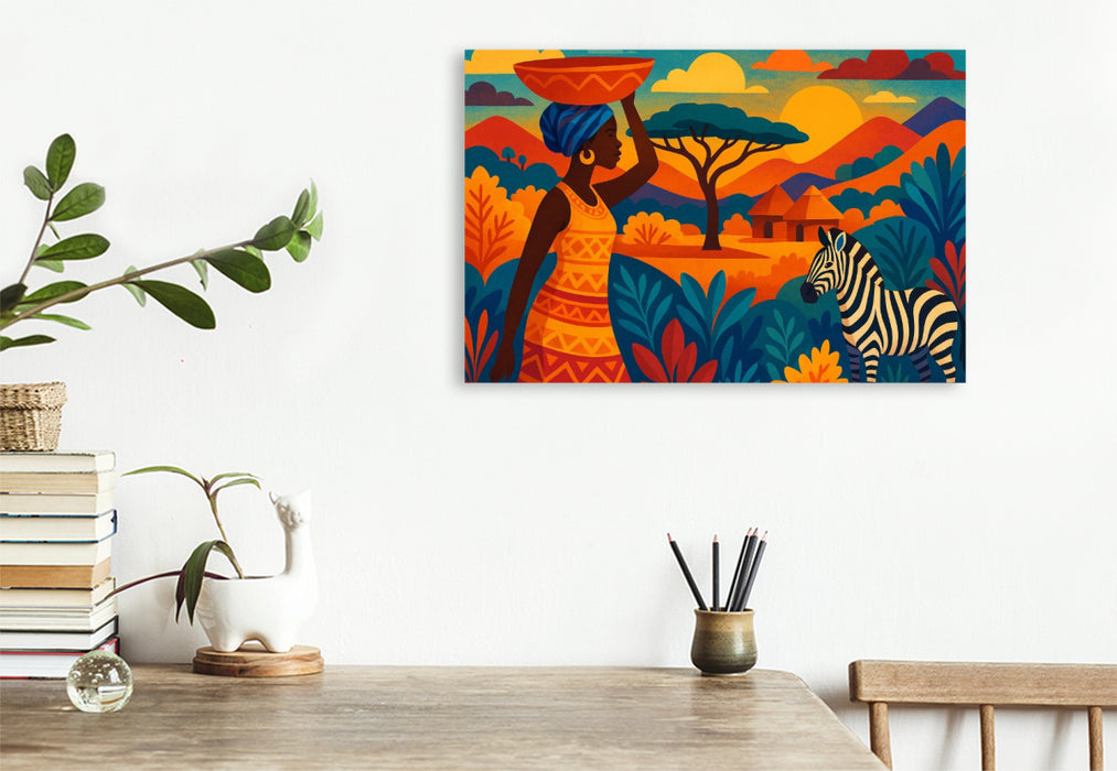 Premium Textil-Leinwand Wo Zebras staunen und Berge singen