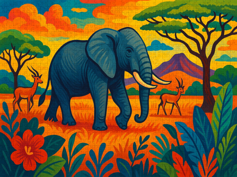 Im Schatten des Kilimandscharo - CALVENDO Foto-Puzzle'