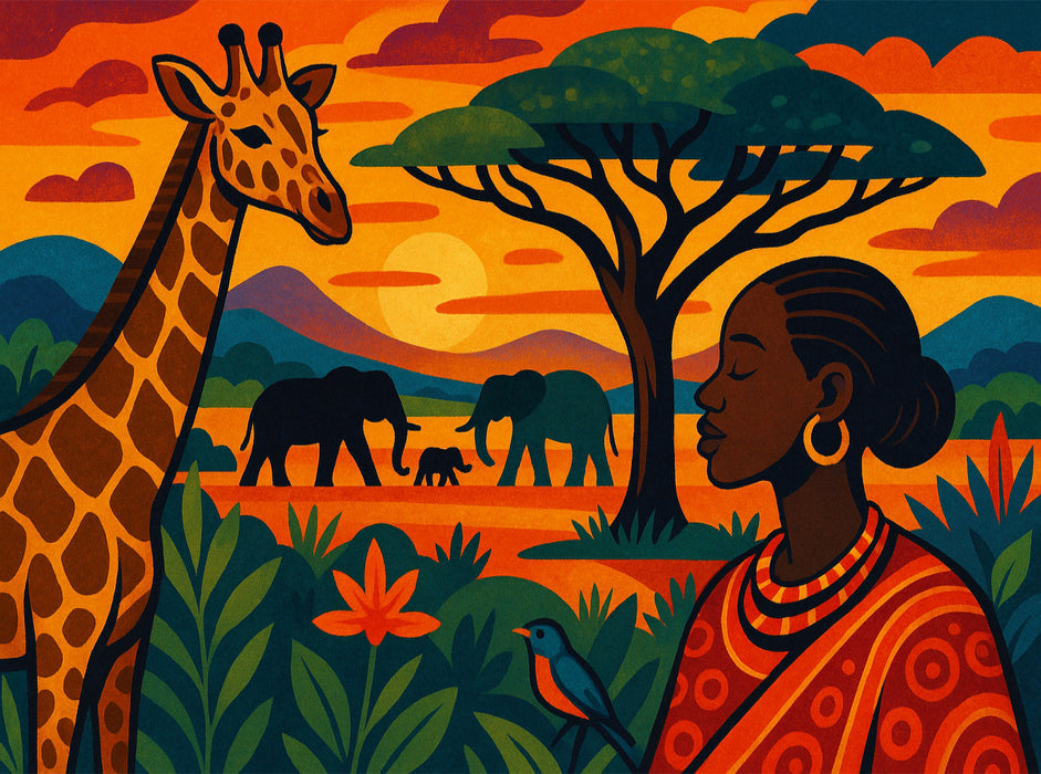 Wo Giraffen wandern und Träume blühen - CALVENDO Foto-Puzzle'