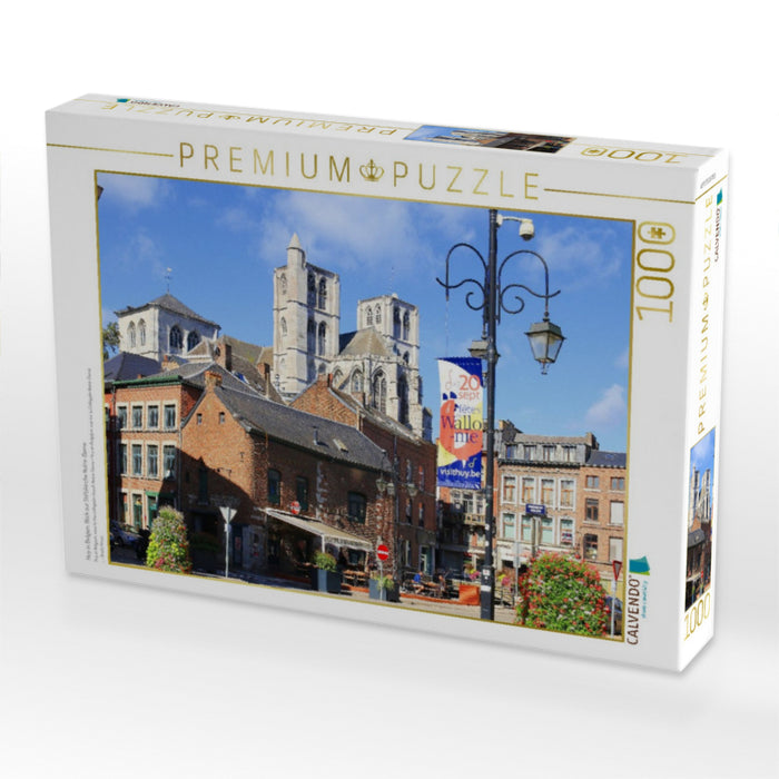 Huy in Belgien, Blick zur Stiftskirche Notre-Dame - CALVENDO Foto-Puzzle'