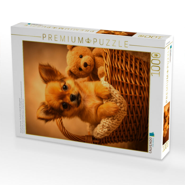 Chihuahua Diamonds – Frau Fuchs im Korb der Geborgenheit - CALVENDO Foto-Puzzle'