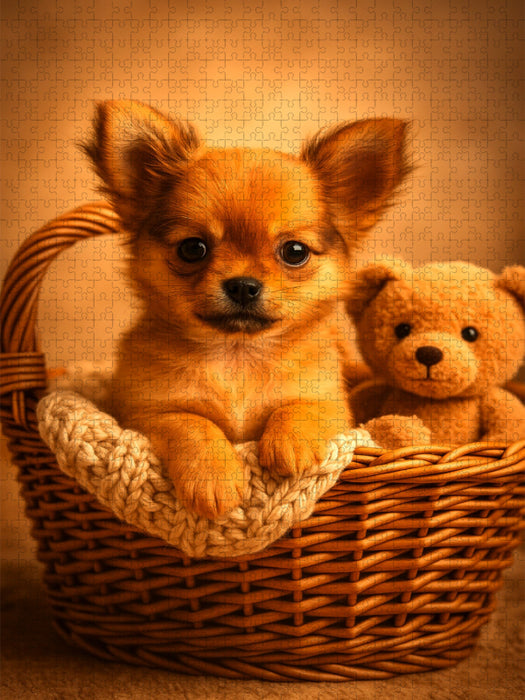 Chihuahua Diamonds – Frau Fuchs im Korb der Geborgenheit - CALVENDO Foto-Puzzle'