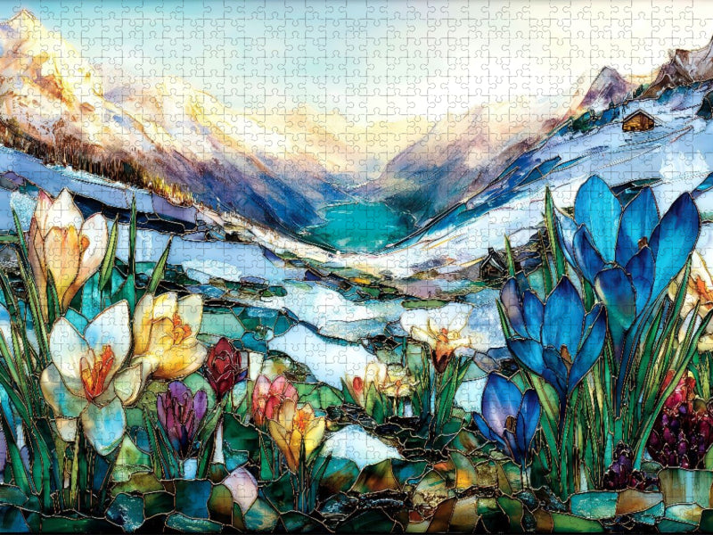 Frühlingserwachen in den Bergen - CALVENDO Foto-Puzzle'