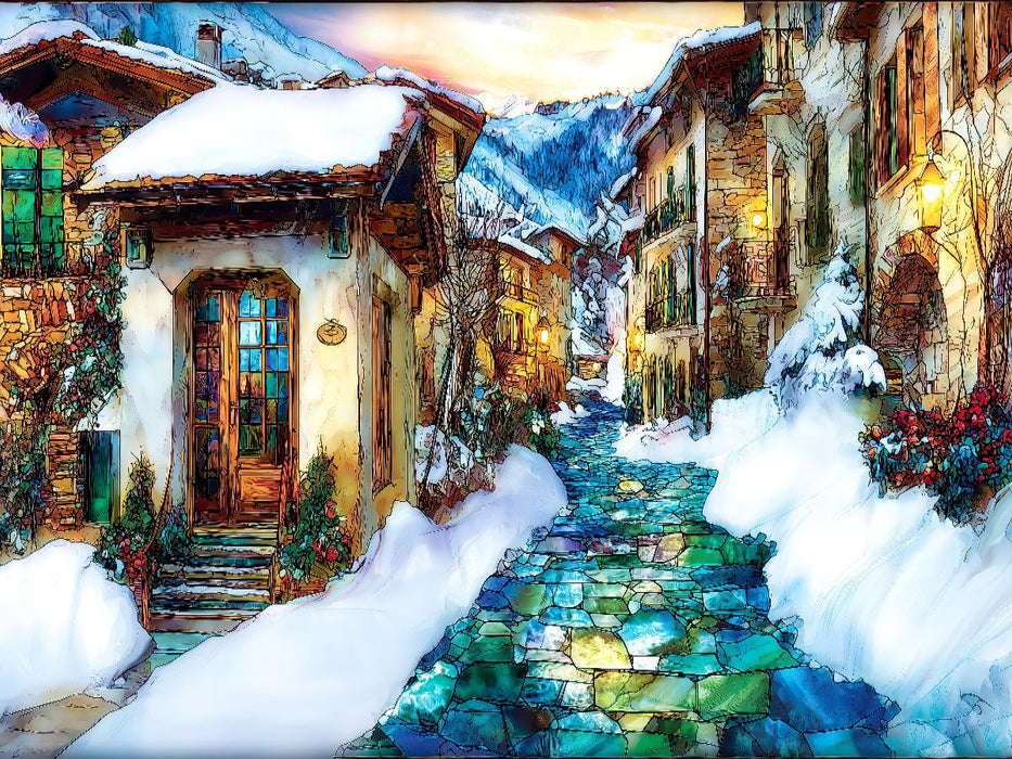 Bergdorf im Winter - CALVENDO Foto-Puzzle'