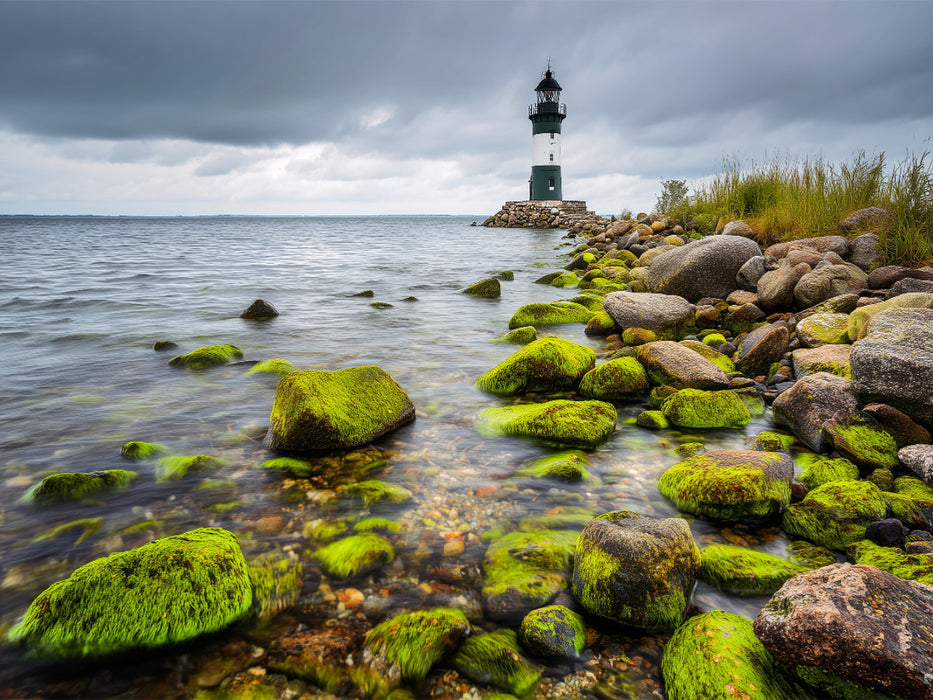 Umgeben von moosbedeckten Zeugen zeigt der Wächter den Seeleuten ihren Weg - CALVENDO Foto-Puzzle'