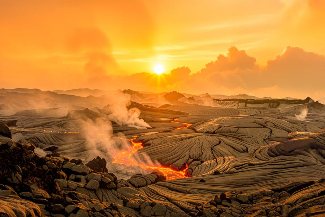 Premium Textil-Leinwand Venus – Glühende Ebenen im Schwefeldunst