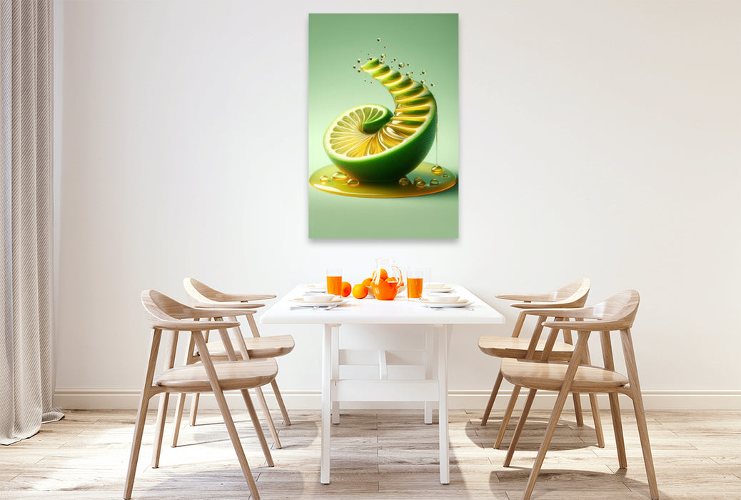 Premium Textil-Leinwand Süßer, verlockender Honigwirbel auf Fruchtstufen