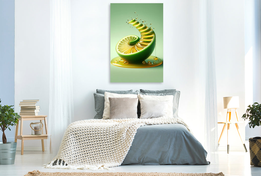 Premium Textil-Leinwand Süßer, verlockender Honigwirbel auf Fruchtstufen