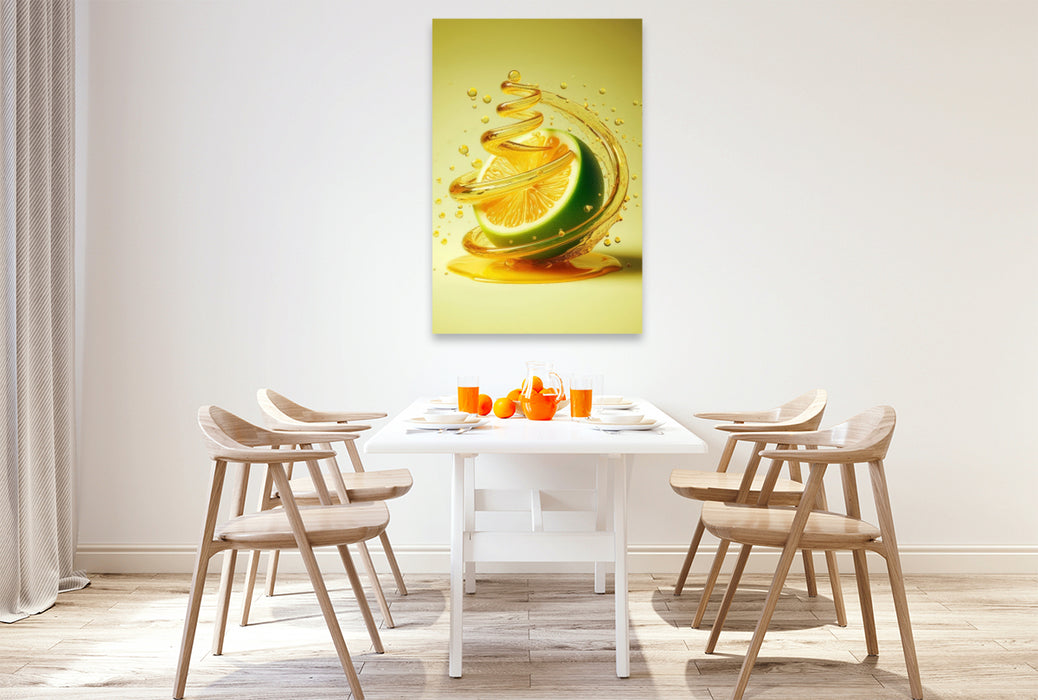 Premium Textil-Leinwand Eine Zitrone lässt einem das Wasser im Munde volllaufen