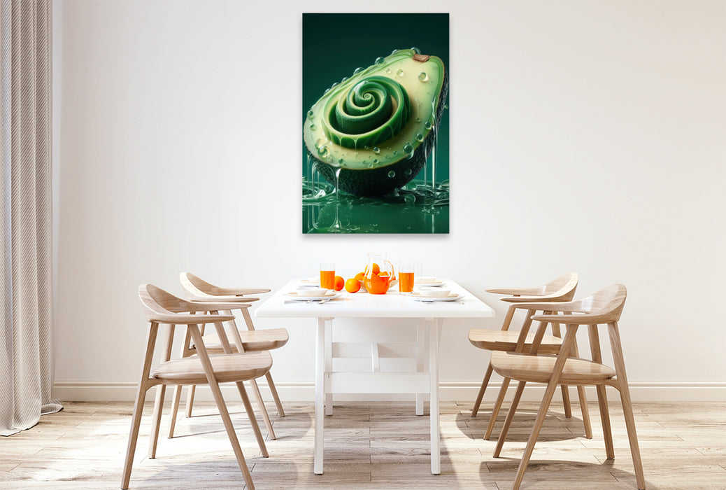 Premium Textil-Leinwand Mit einer Avocado voller Geschmack frisch in den Tag