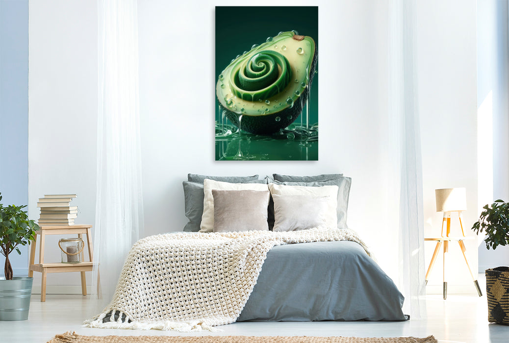 Premium Textil-Leinwand Mit einer Avocado voller Geschmack frisch in den Tag