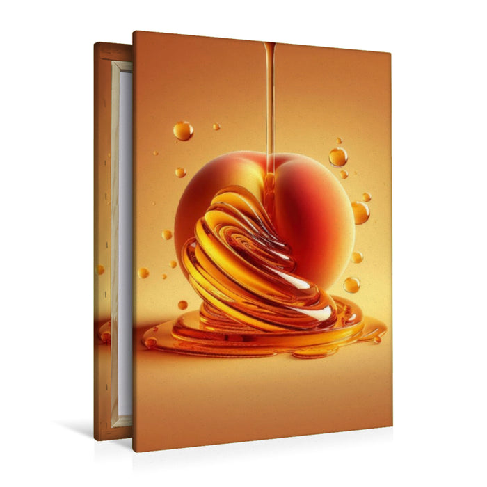 Premium Textil-Leinwand Ein saftig süßer leckerer Pfirsich