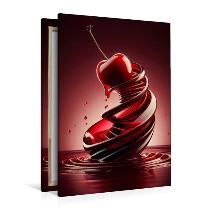 Premium Textil-Leinwand Eine saftig süße Kirsche voller Verlockung