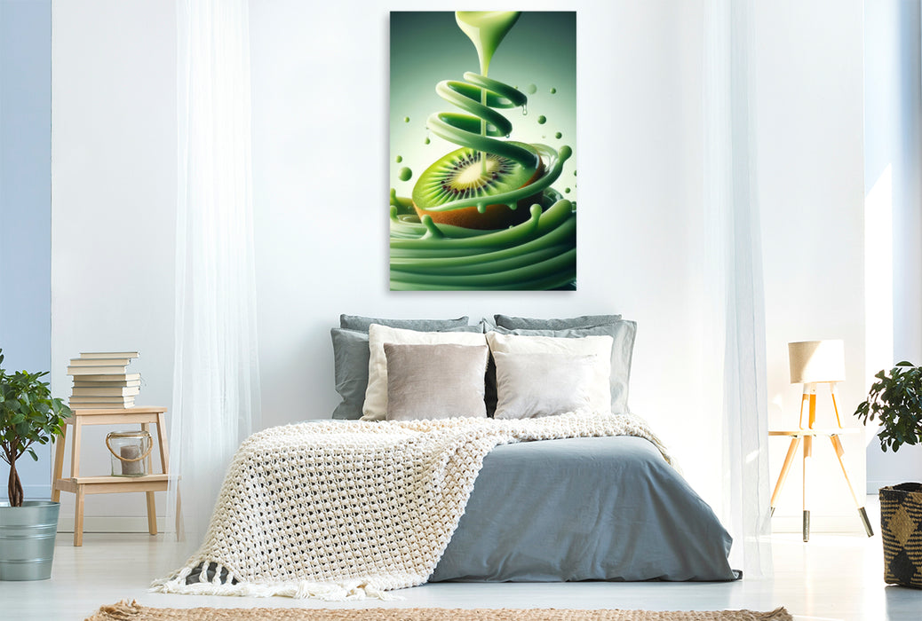Premium Textil-Leinwand Kiwi, frisch und lecker voller Geschmack