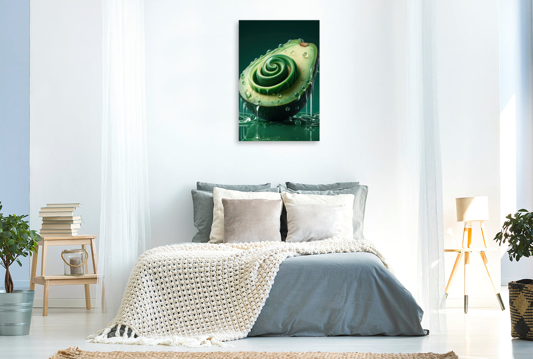 Premium Textil-Leinwand Mit einer Avocado voller Geschmack frisch in den Tag