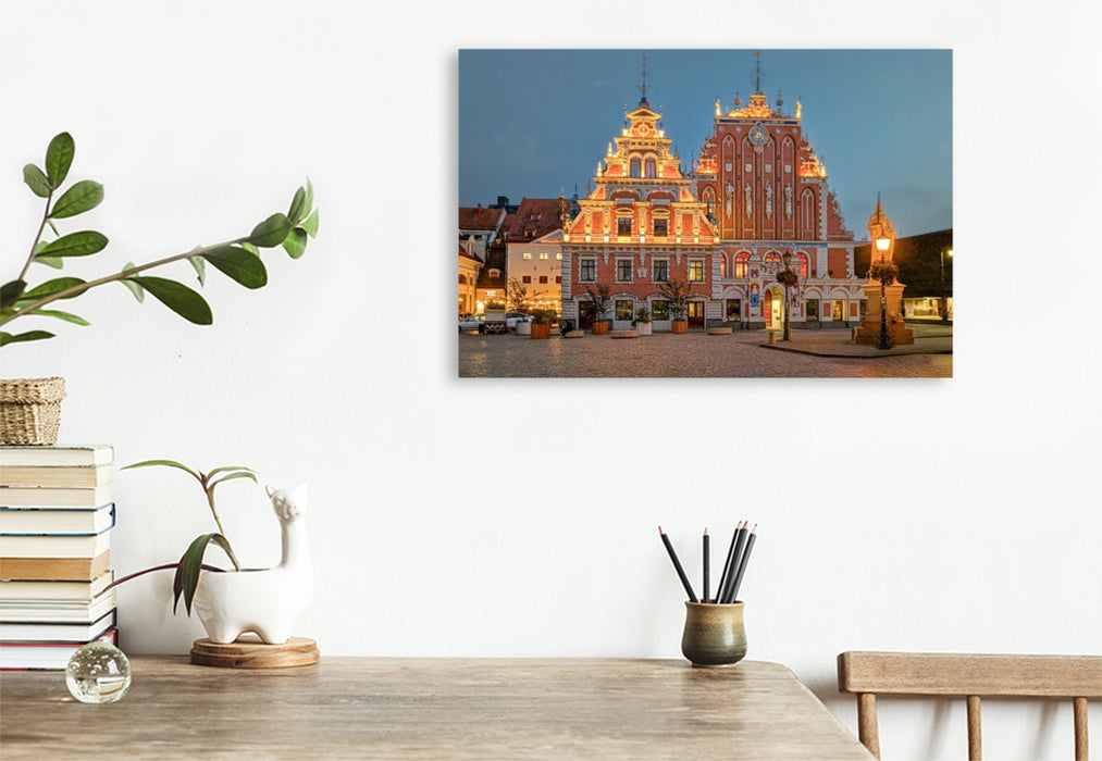 Premium Textil-Leinwand Riga im Spiegel der Hanse