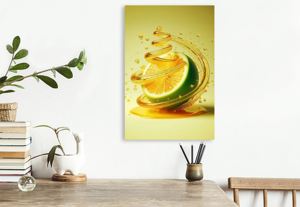 Premium Textil-Leinwand Eine Zitrone lässt einem das Wasser im Munde volllaufen