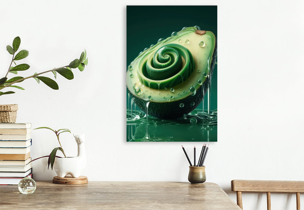 Premium Textil-Leinwand Mit einer Avocado voller Geschmack frisch in den Tag