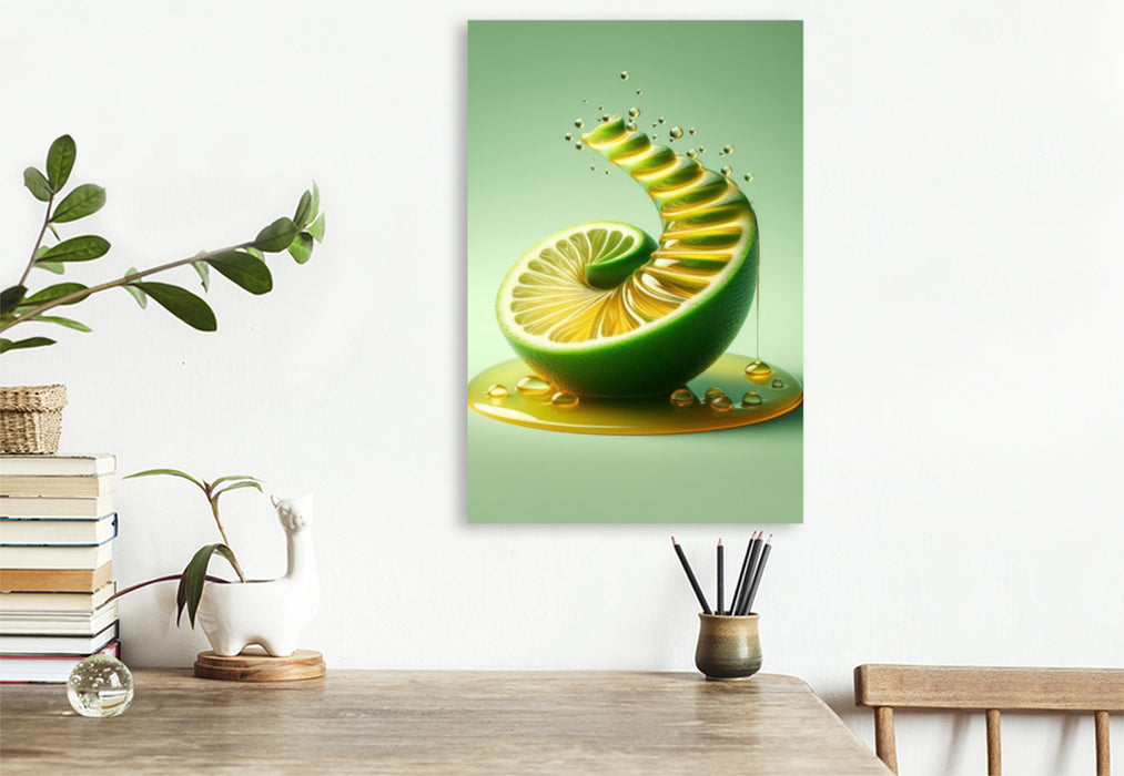 Premium Textil-Leinwand Süßer, verlockender Honigwirbel auf Fruchtstufen