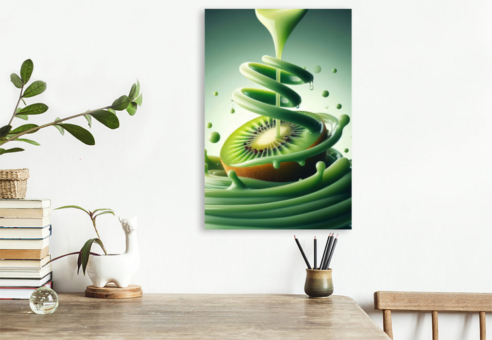 Premium Textil-Leinwand Kiwi, frisch und lecker voller Geschmack