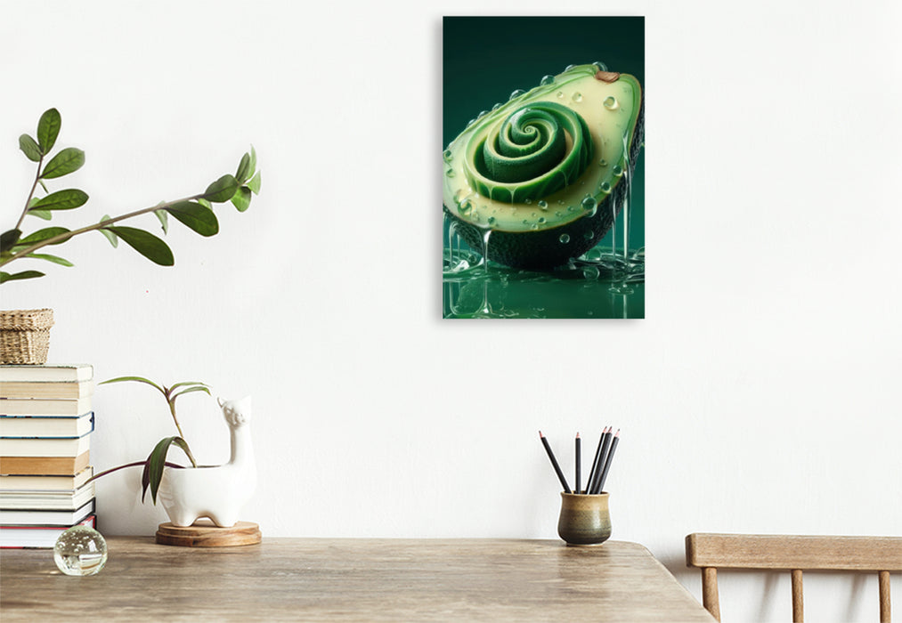 Premium Textil-Leinwand Mit einer Avocado voller Geschmack frisch in den Tag