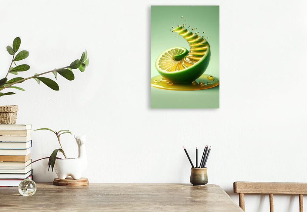 Premium Textil-Leinwand Süßer, verlockender Honigwirbel auf Fruchtstufen