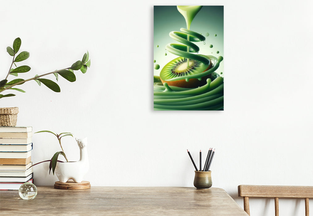 Premium Textil-Leinwand Kiwi, frisch und lecker voller Geschmack