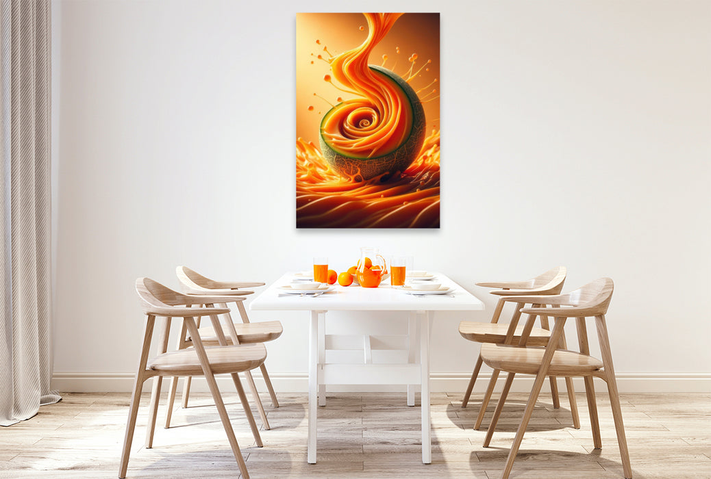 Premium Textil-Leinwand Eine Melone, angenehm süß mit einem Hauch von Honig